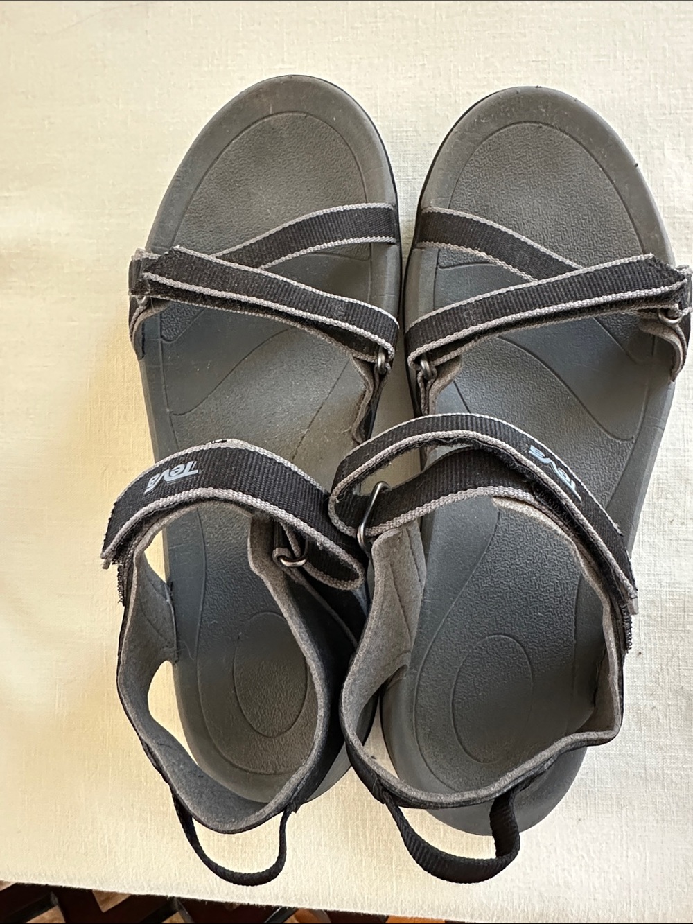 Teva Black and Gray Outdoor Hook-and-Loop Sandals